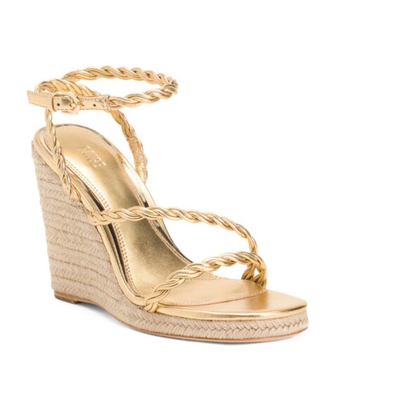PAIGE Shoes - PAIGE Gold Leather Kelsey Wedge Sandals